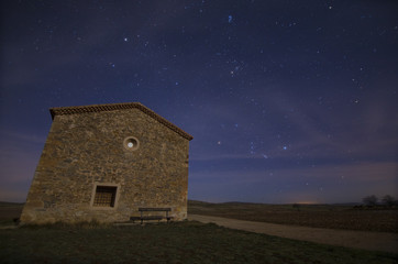 Church under stars