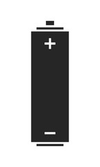 Battery. Source of energy. Flat icon, silhouette isolated on white background. Vector