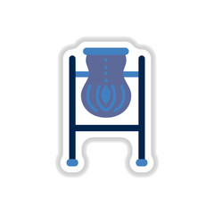 Street trash urn vector illustration in paper sticker style. Garbage bin.