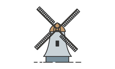 De Gooyer Windmill historic site, De Gooyer Windmill heritage site, De Gooyer Windmill icon vector