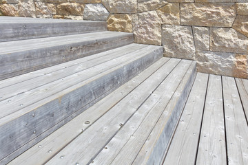 Outdoor wood stair pattern and background seamless