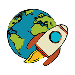 world rocket flight around vector illustration eps 10