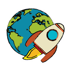 Obraz premium world rocket flight around vector illustration eps 10