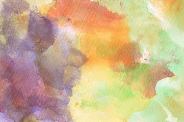 Abstract colorful water color for background. Watercolor wet brush hand drawn paper texture background. Designed art background. Used watercolor elements.