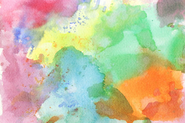 Abstract colorful water color for background. Watercolor wet brush hand drawn paper texture background. Designed art background. Used watercolor elements.