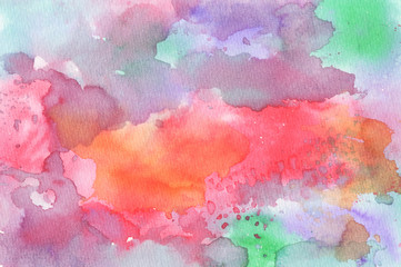Abstract colorful water color for background. Watercolor wet brush hand drawn paper texture background. Designed art background. Used watercolor elements.