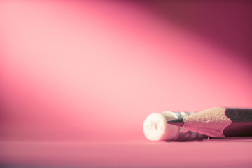 Closeup of pencil eraser , soft focus. Mistake erase concept.