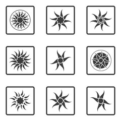 Set of abstract sun icons.