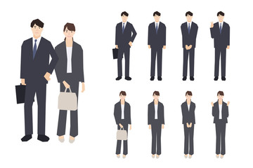 新卒社員・就活中の若いビジネスマン・ビジネスウーマンのイラスト素材