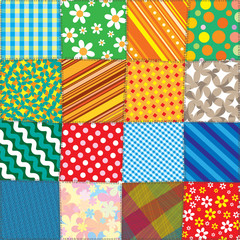 Colorful Quilt Patchwork. Vector Pattern - obrazy, fototapety, plakaty