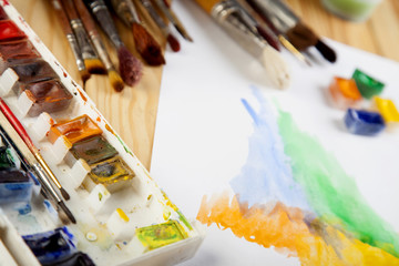 Paint brushes painter work place photo
