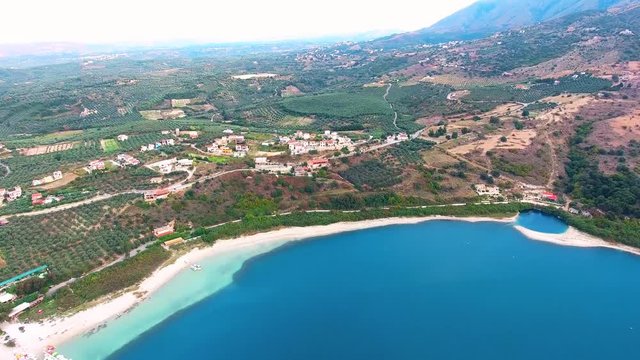 flying above beautiful Lake Kournas at Crete