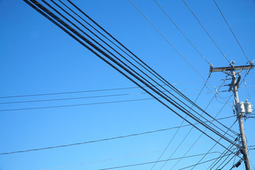 power pole under blue sky