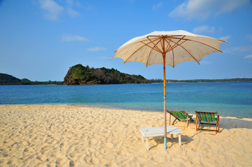 Beach Chairs on Summer Beach