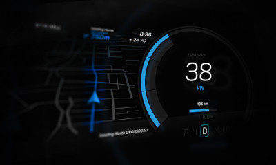 Modern electric  dashboard 3D illustration (3D rendering)