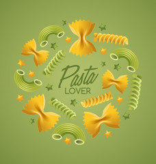 Fototapeta na wymiar Italian Pasta Types : Vector Illustration 