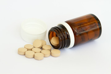 Open bottle of medicines