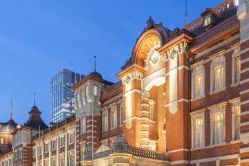 Naklejka premium Tokyo Station , A railway station in the Marunouchi business district of Chiyoda , Tokyo , Japan. Tokyo Station is the main intercity rail terminal in Tokyo and busiest station in Japan