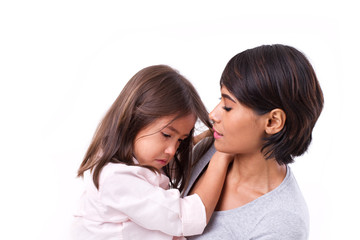 mother comforting crying daughter, family problem solution