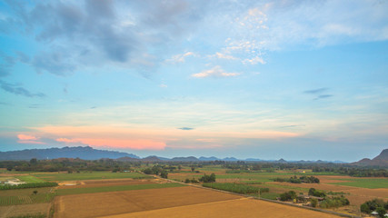 Fototapeta na wymiar beautiful sunset above corn fields