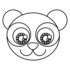 silhouette cartoon cute face panda bear with expressive eyes vector illustration