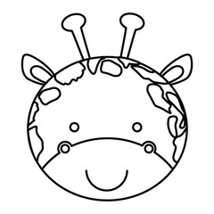 silhouette face cute giraffe animal vector illustration