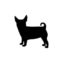 black figure small dog animal vector illustration
