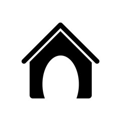 black silhouette dog animal house vector illustration