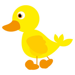caricature yellow duck side view animal icon vector illustration