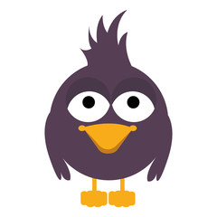 purple caricature bird animal with feathers vector illustration