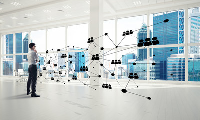 Obraz premium Networking and social communication concept as effective point f