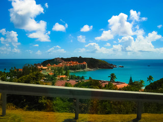 The view of the island of St. Maarten on a sunny day
