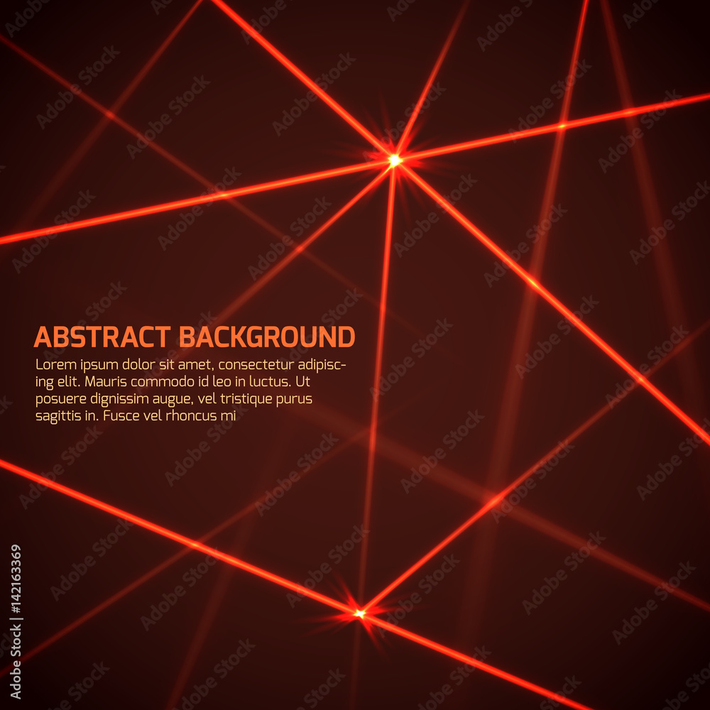 Wall mural abstract vector technology background with security red laser beams