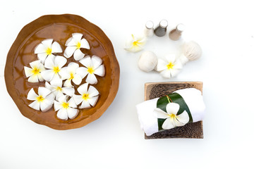 Spa Treatments and massage on wooden white, soft and select focus