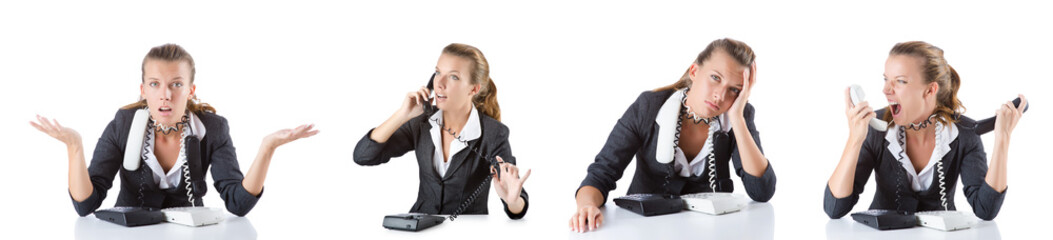 Call center assistant responding to calls
