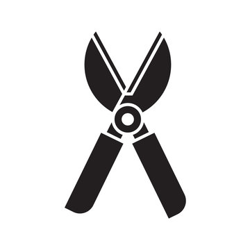 recommend clip art: Garden pruner icon in outline design. Plant secateurs or gardening scissors silhouette vector illustration.