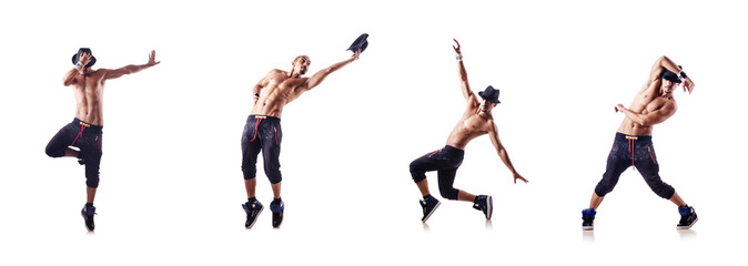 Ripped dancer isolated on the white