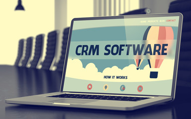 Crm Software - on Laptop Screen. Closeup. 3d.