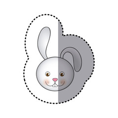 sticker colorful picture face cute rabbit animal vector illustration