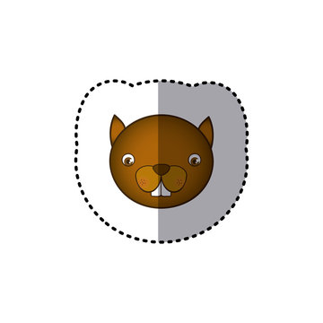 sticker colorful picture face cute squirrel animal vector illustration
