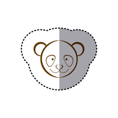 sticker with brown line contour of face of panda vector illustration