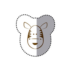 sticker with brown line contour of face of zebra vector illustration