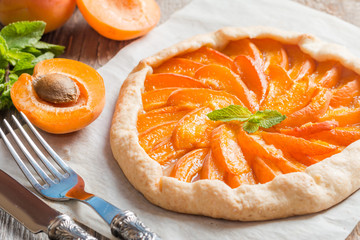Homemade apricot galette