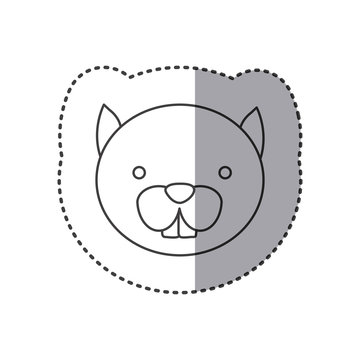 sticker of grayscale contour with face of squirrel vector illustration