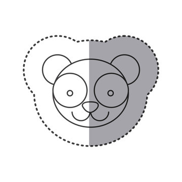 sticker of grayscale contour with face of panda vector illustration