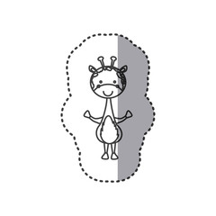 sticker of grayscale contour of giraffe vector illustration