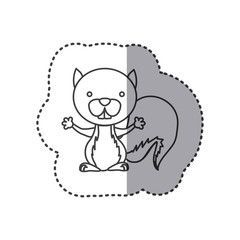 sticker of grayscale contour of squirrel vector illustration