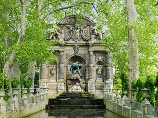 Medici Fountain closeup in Paris in springtime