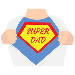 Man open shirt. Super dad hero