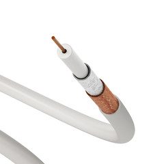 Coaxial cable showing detailed layers. 3D illustration
